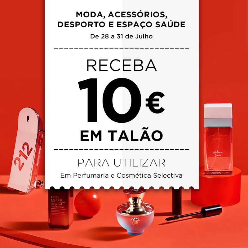 Receba 10€ em Talão para utilizar em perfumaria e cosmética selectiva